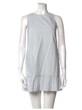 Sezane White and Light Blue Striped Mini Sundress